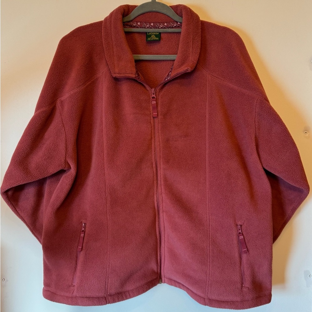 Women’s Cabelas Polartec Collar Pink Fleece Jacket 2 XL Regular 2 Zipper Pockets